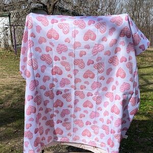 Pink Heart Patterned Table Cloth 56" X 102"